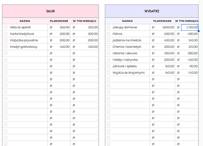 Budżet Domowy PRO — arkusz Excel i Google Sheets